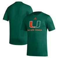 T-shirt d'avant-match de basket-ball adidas Miami Hurricanes Fadeaway vert AEROREADY pour hommes