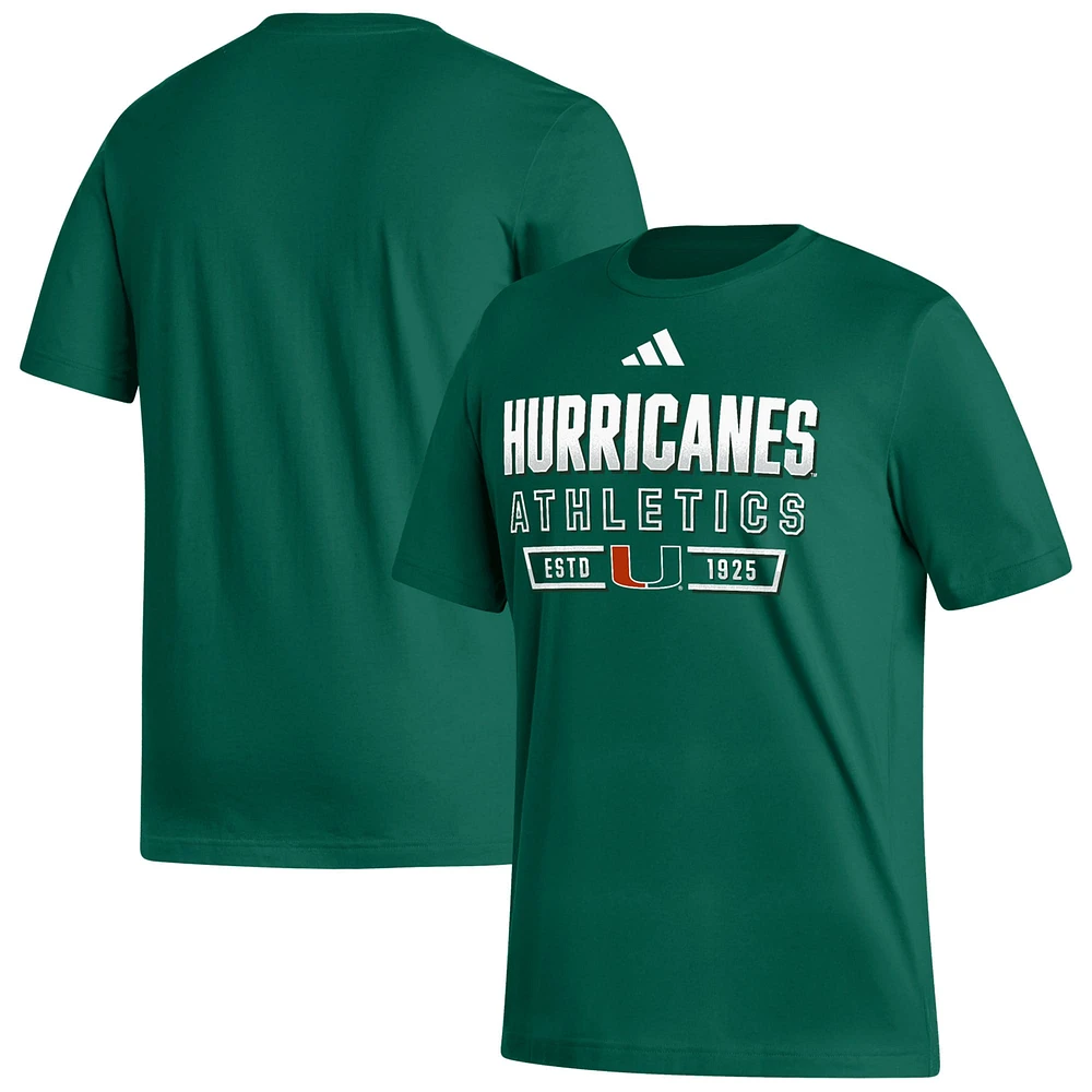 Men's adidas  Green Miami Hurricanes Head of Class Fresh T-Shirt