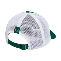 Casquette réglable de camionneur souple avec lettre bloc pour hommes adidas des Miami Hurricanes de couleur verte