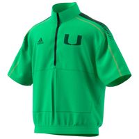 Men's adidas Green Miami Hurricanes Nights Strategy Half-Zip Short Sleeve Jacket