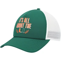 Casquette ajustable de camionneur en mousse sur le devant en mousse adidas Miami Hurricanes Phrase pour hommes, verte