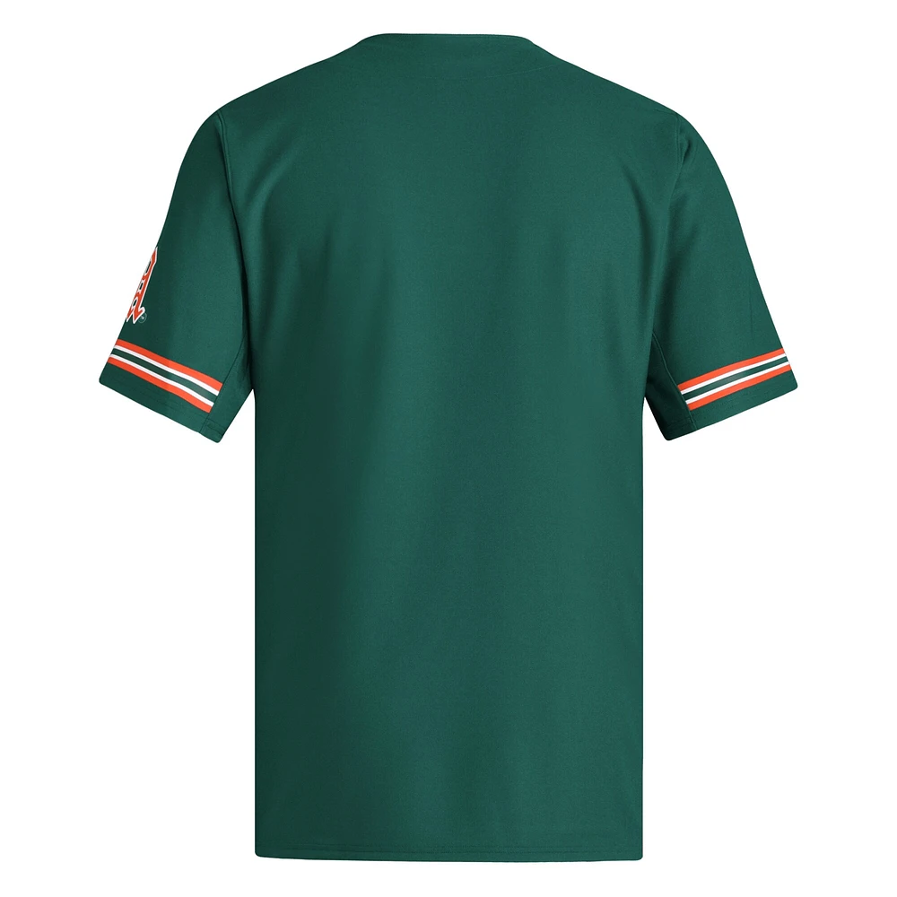 Maillot de baseball rétro réversible vert adidas Miami Hurricanes pour homme