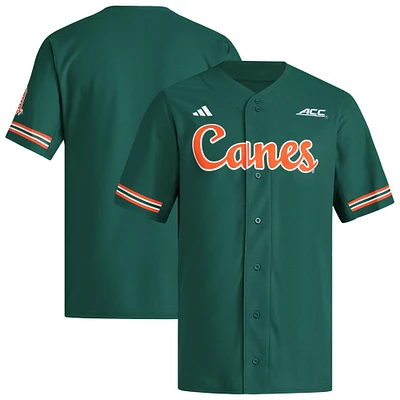 Maillot de baseball rétro réversible vert adidas Miami Hurricanes pour homme