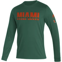 Men's adidas Green Miami Hurricanes Sideline Locker Strikethrough Creator AEROREADY Long Sleeve T-Shirt