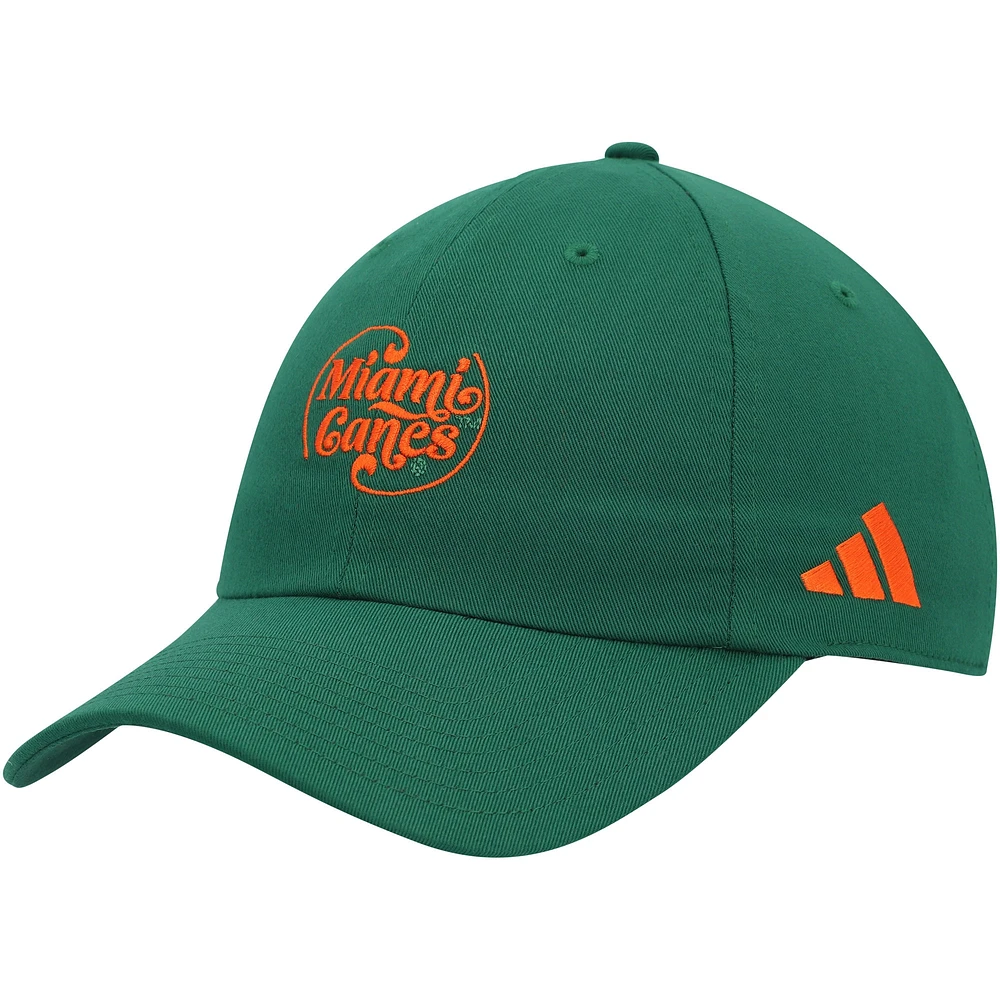 Casquette réglable Slouch Miami Hurricanes adidas verte pour homme