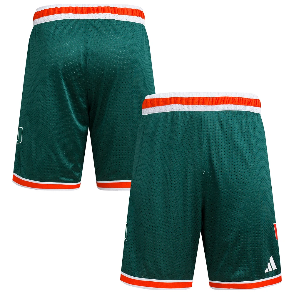 Short de basket-ball réplique vert Miami Hurricanes Swingman pour homme adidas