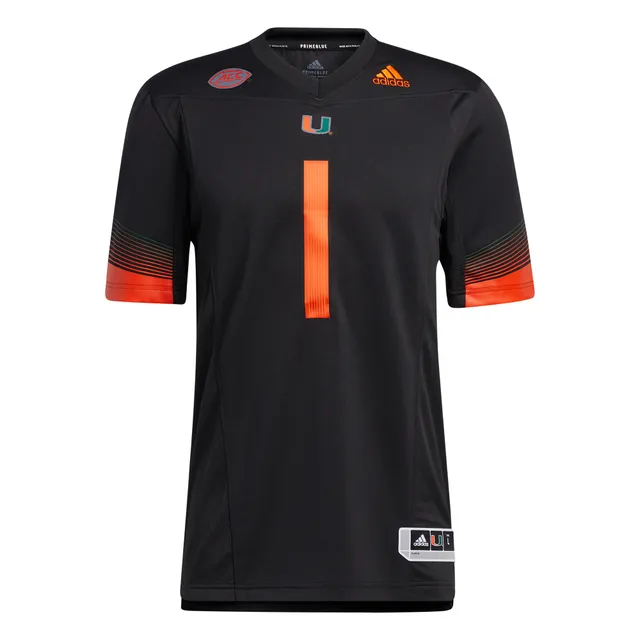 Adidas Men's Miami Hurricanes Black Replica Football Jersey, Large