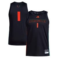 Maillot adidas #1 Miami Hurricanes Swingman pour hommes, noir