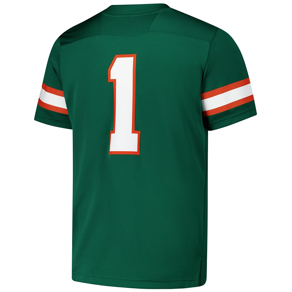 Men's adidas #1 Green Miami Hurricanes  Premier Football Jersey