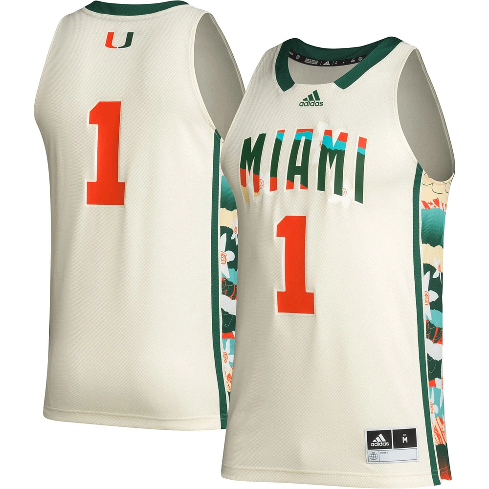 Men's adidas #1 Khaki Miami Hurricanes Honoring Black Excellence Basketball Jersey