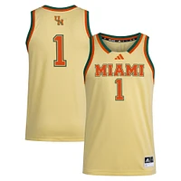 Maillot adidas #1 Miami Hurricanes Swingman pour homme, jaune