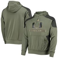 Men's adidas Olive Miami Hurricanes Military Appreciation Salute To Service AEROREADY Pullover Hoodie