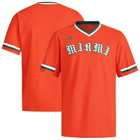 Maillot de baseball orange à col en V pour homme adidas Miami Hurricanes
