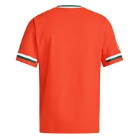 Maillot de baseball orange à col en V pour homme adidas Miami Hurricanes