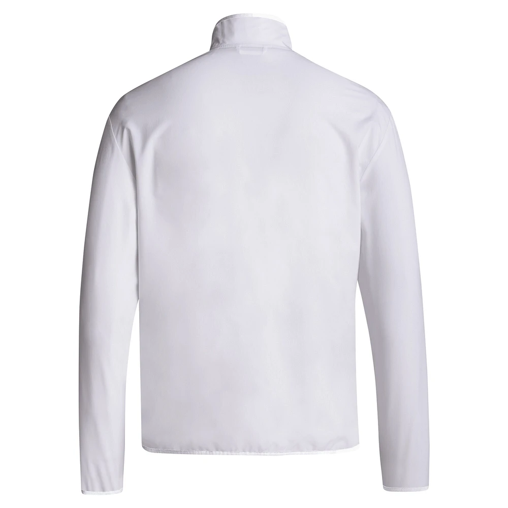 Veste à demi-zip adidas Miami Hurricanes Coaches Sideline pour hommes, blanche