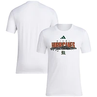 Men's adidas White Miami Hurricanes Baseball Sunflower Seeds T-Shirt