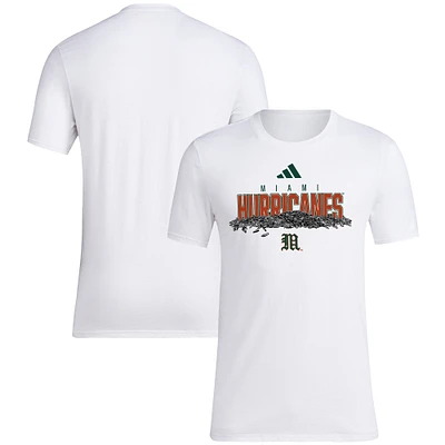 T-shirt adidas pour hommes, blanc, Miami Hurricanes, Baseball, graines de tournesol