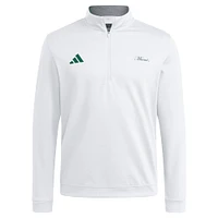 Men's adidas White Miami Hurricanes Elevated Quarter-Zip Jacket