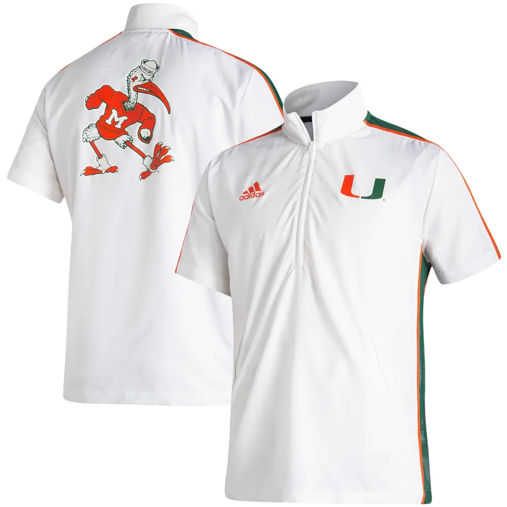Lids Miami Hurricanes adidas Football Strategy Half-Zip Short Sleeve - White | Green Mall