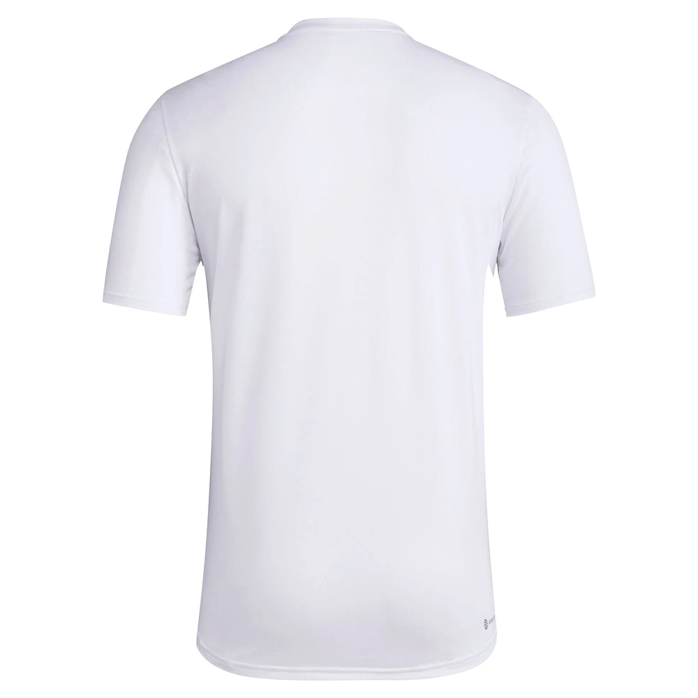 Men's adidas White Miami Hurricanes Locker Football Pre-Game AEROREADY T-Shirt