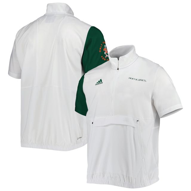 Veste à demi-zip adidas Miami Hurricanes M STM AEROREADY pour hommes, blanche