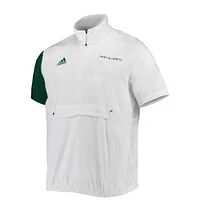 Men's adidas White Miami Hurricanes M STM AEROREADY Half-Zip Jacket