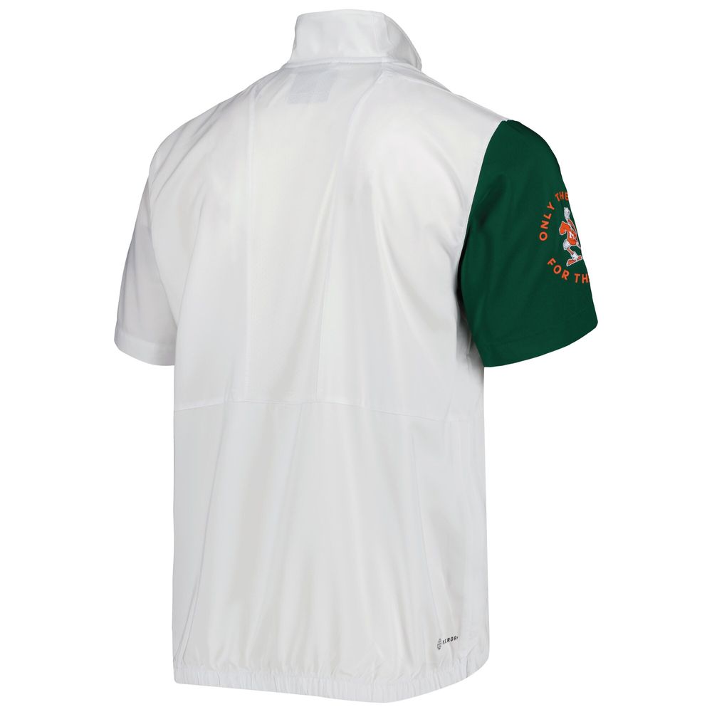 Men's adidas White Miami Hurricanes M STM AEROREADY Half-Zip Jacket