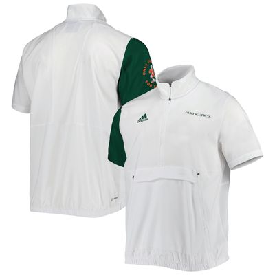 Men's adidas White Miami Hurricanes M STM AEROREADY Half-Zip Jacket