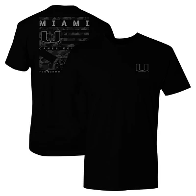 T-shirt noir à empiècements camouflage Miami Hurricanes pour homme