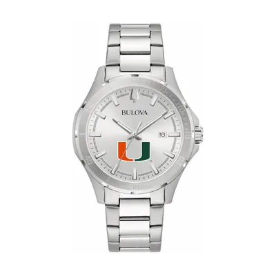 Miami Hurricanes Bulova Stainless Steel Classic Sport Watch - Silver