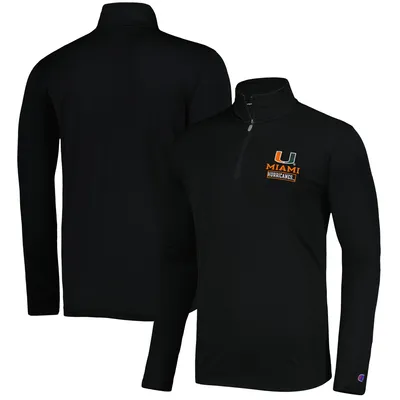 Miami Hurricanes Champion Textured Quarter-Zip Jacket - Black