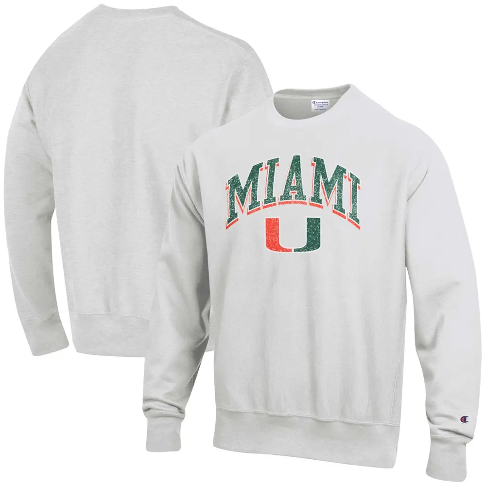 Men's Fanatics Branded Black Miami Hurricanes Distressed Arch Over Logo  Long Sleeve T-Shirt