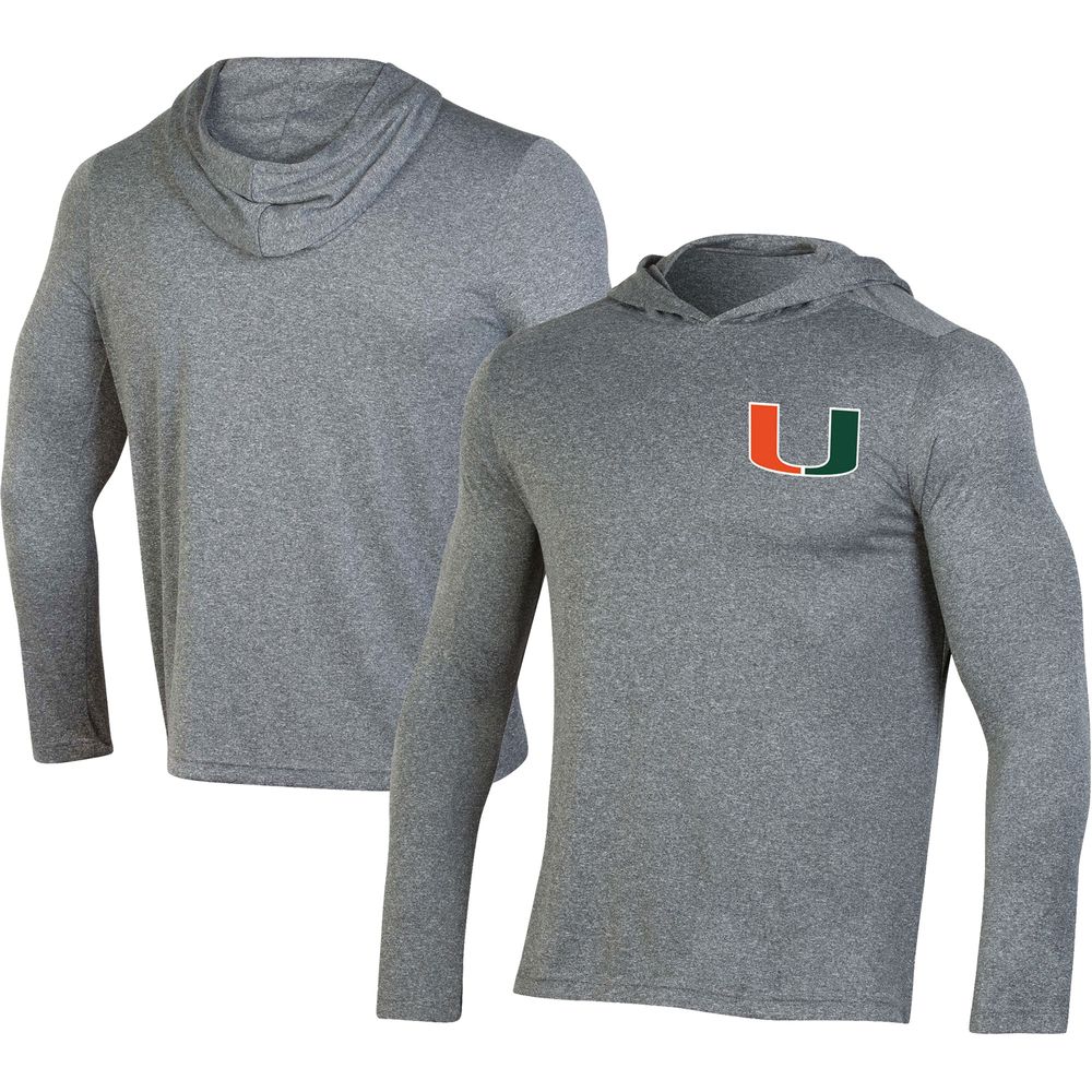 Men's Champion Gray Miami Hurricanes Hoodie Long Sleeve T-Shirt