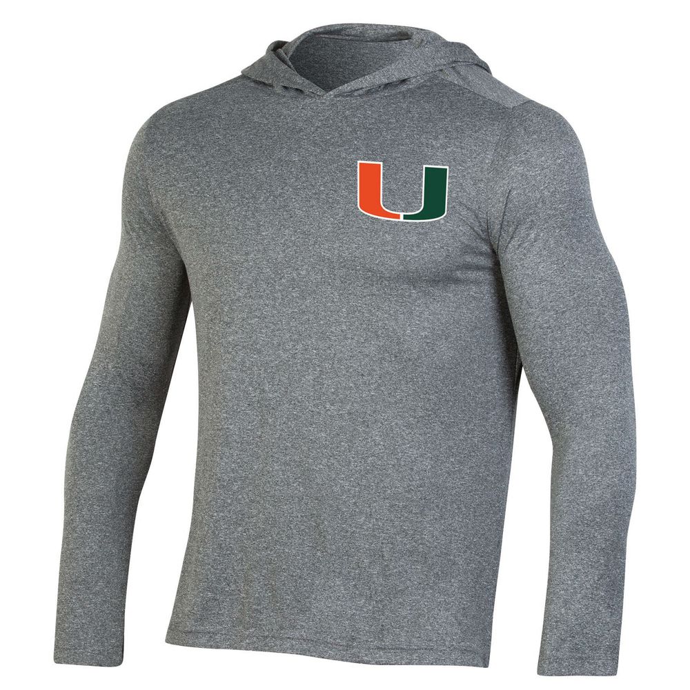 Men's Champion Gray Miami Hurricanes Hoodie Long Sleeve T-Shirt