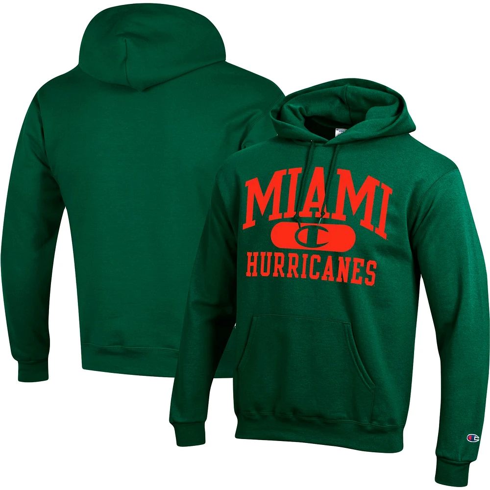 Sweat à capuche Champion Green Miami Hurricanes Arch Pill pour homme