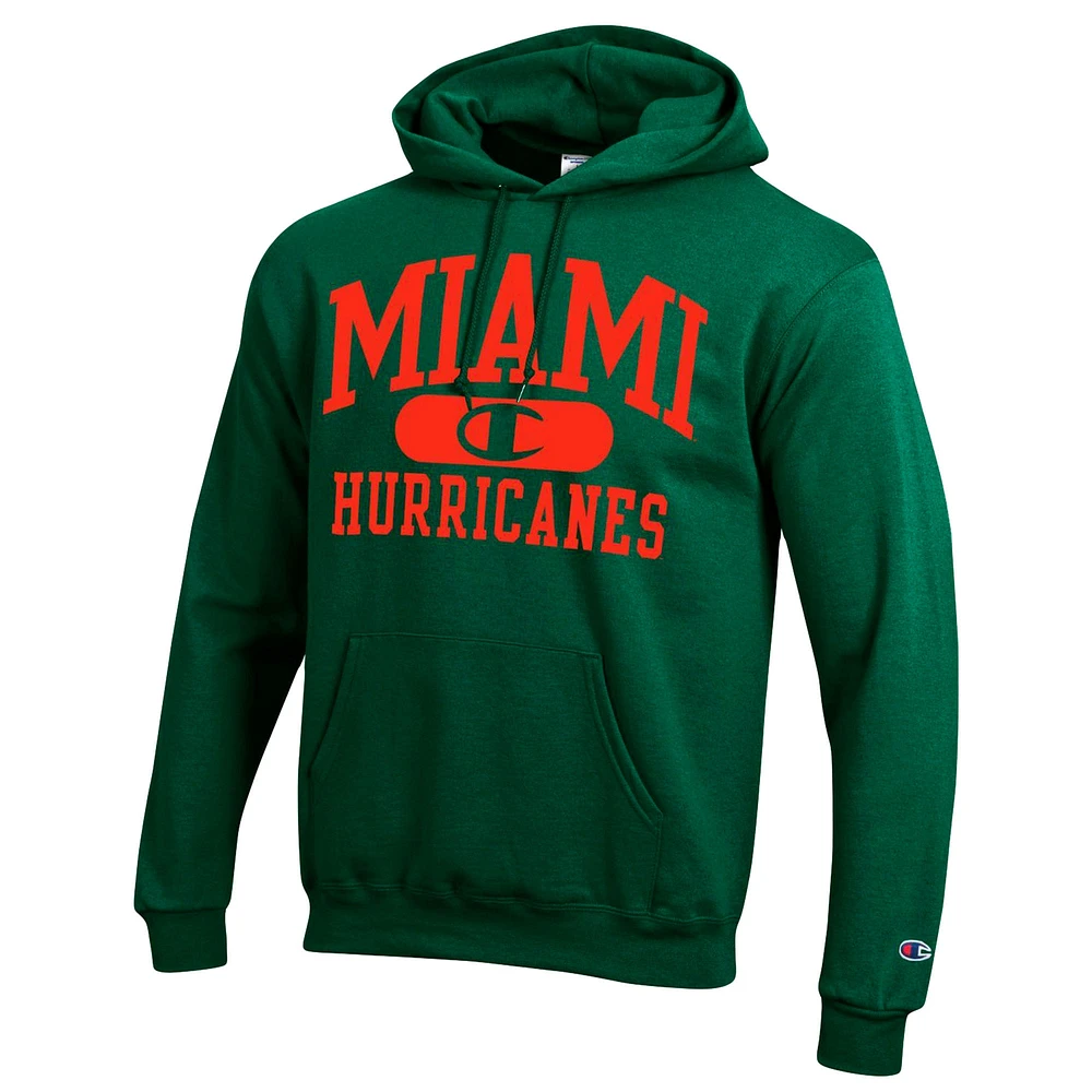 Men's Champion Green Miami Hurricanes Arch Pill Pullover Hoodie