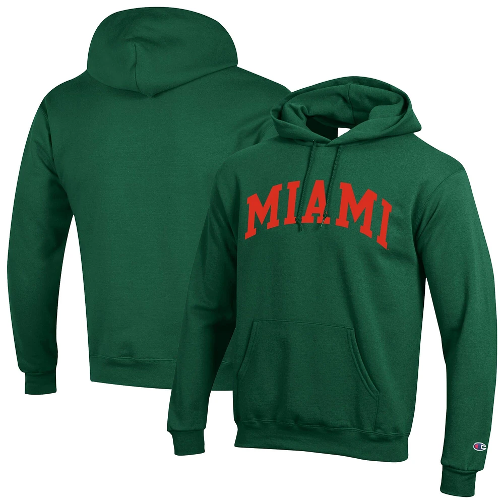 Sweat à capuche en polaire Basic Arch pour homme Champion Green Miami Hurricanes