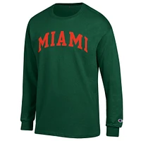 T-shirt à manches longues Champion Green Miami Hurricanes Basic Arch pour homme