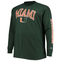 Men's Champion Green Miami Hurricanes Big & Tall 2-Hit Long Sleeve T-Shirt