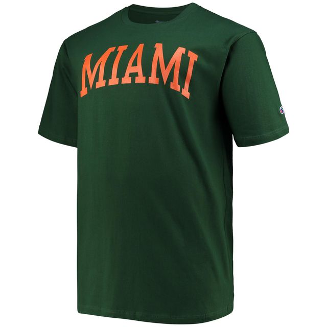 T-shirt à logo vert champion pour hommes Miami Hurricanes Tailles Big & Tall Arch Team