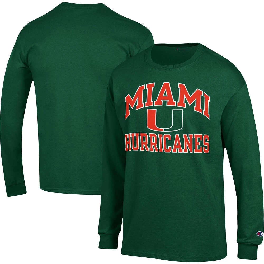 T-shirt à manches longues pour homme Champion Green Miami Hurricanes High Motor