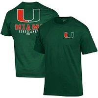 T-shirt vert champion pour hommes Miami Hurricanes Stack 2-Hit