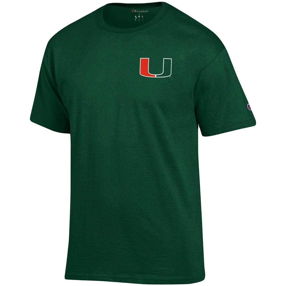 T-shirt vert champion pour hommes Miami Hurricanes Stack 2-Hit