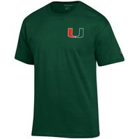 Men's Champion Green Miami Hurricanes Stack 2-Hit T-Shirt