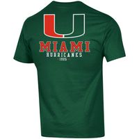 Men's Champion Green Miami Hurricanes Stack 2-Hit T-Shirt