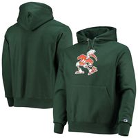 Men's Champion Green Miami Hurricanes Vault Logo Reverse Weave Pullover Hoodie