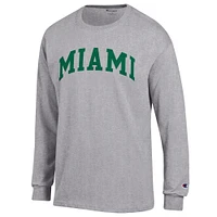 T-shirt à manches longues Champion Heather Grey Miami Hurricanes Basic Arch pour homme