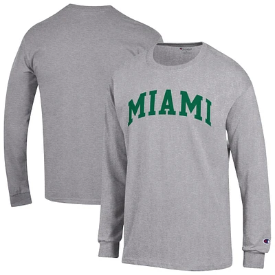 T-shirt à manches longues Champion Heather Grey Miami Hurricanes Basic Arch pour homme
