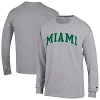 T-shirt à manches longues Champion Heather Grey Miami Hurricanes Basic Arch pour homme