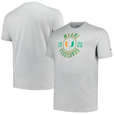 T-shirt Champion Heather Grey Miami Hurricanes Big & Tall Circle Logo pour hommes